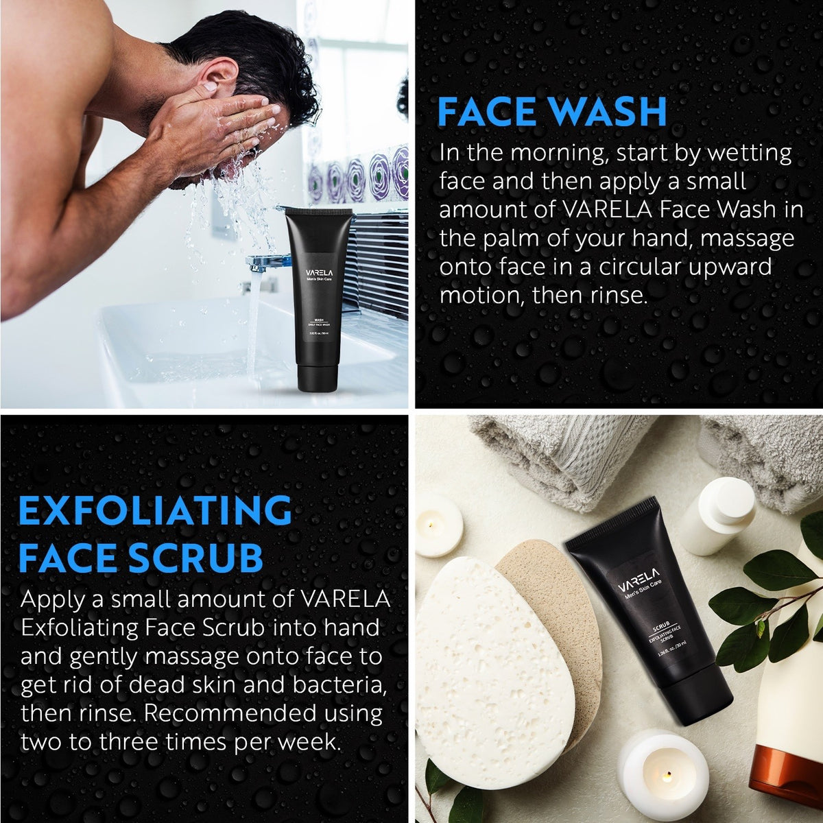 Men's Skin Care Set - Face Wash, Scrub, Day & Night Moisturizers