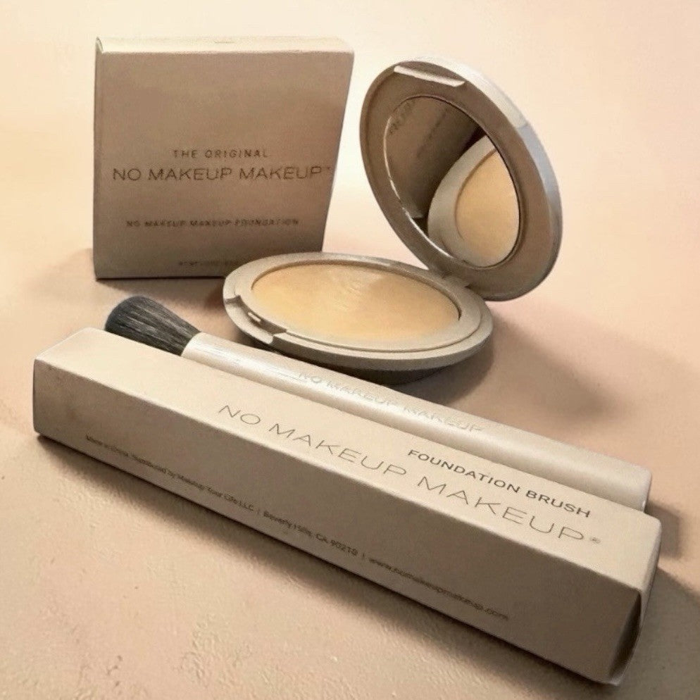Light Cream Foundation & Brush Duo - Buildable, Long-Wear Face Makeup