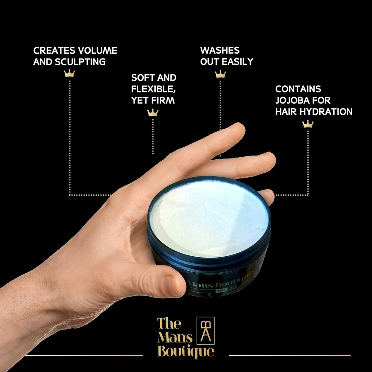 Men's Hair Clay Wax - Matte Finish, All Hair Types, 3.2 oz