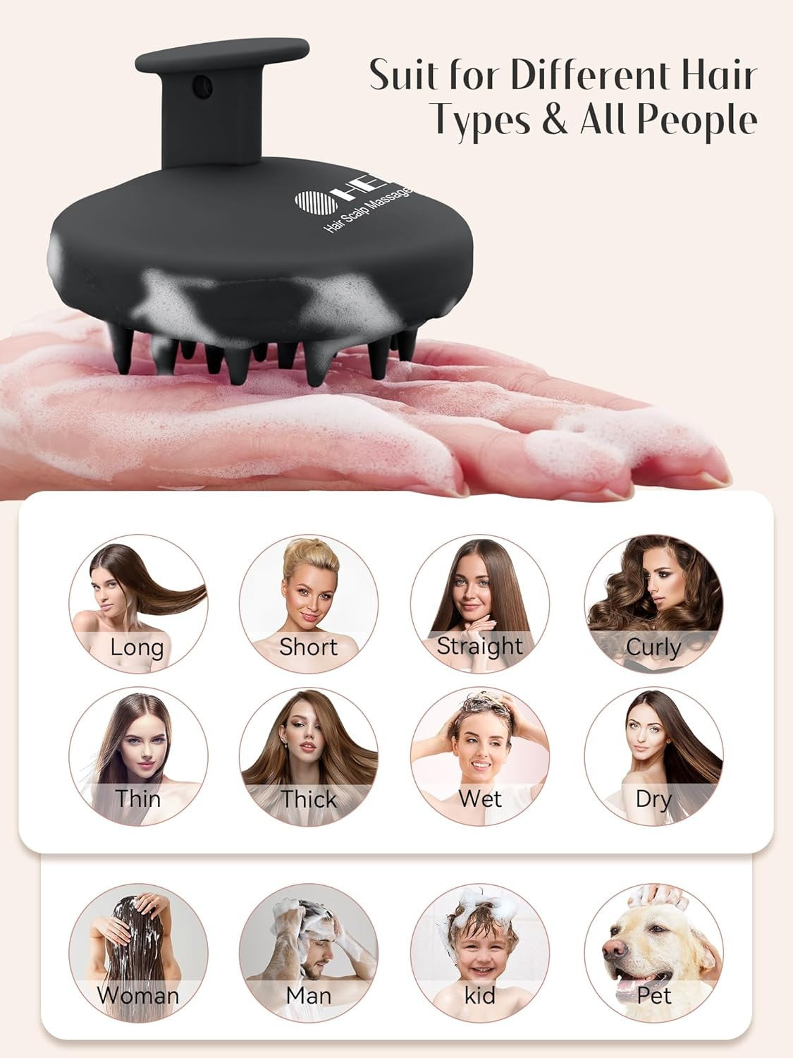 Scalp Massager for Hair Growth & Deep Cleansing - Large Silicone Brush