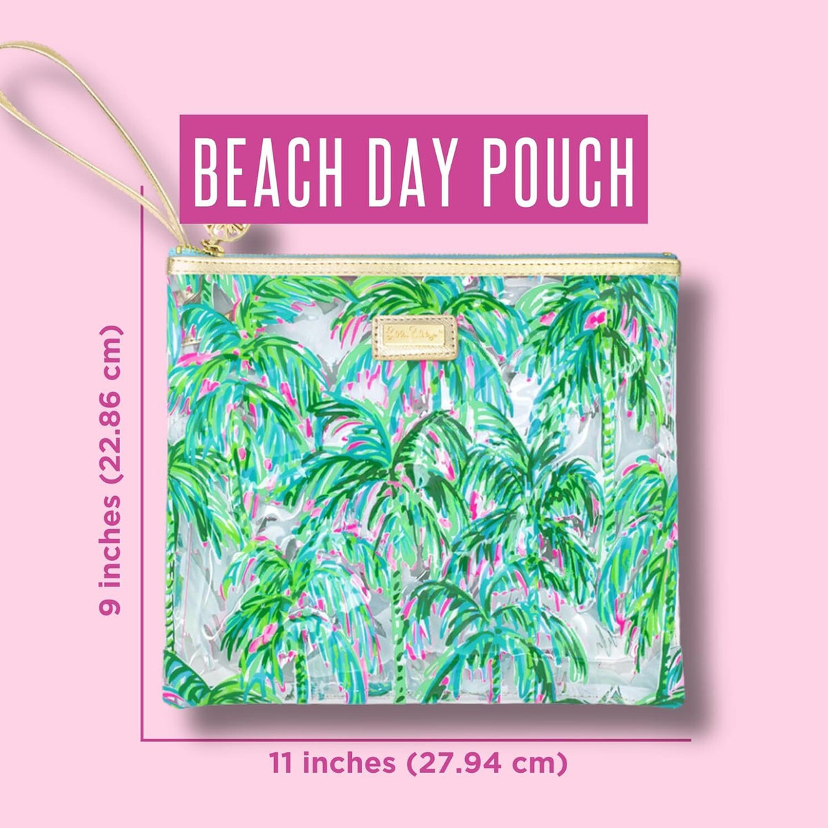 Water Resistant Vinyl Beach Pouch with Zipper — Compact Travel & Pool Bag
