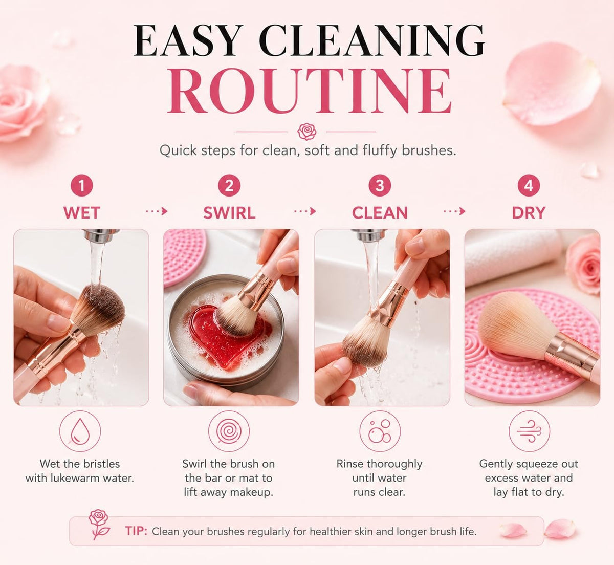 Makeup Brush Cleaner Soap with Jojoba & Rose Oil - 3.4oz, Pink Rose