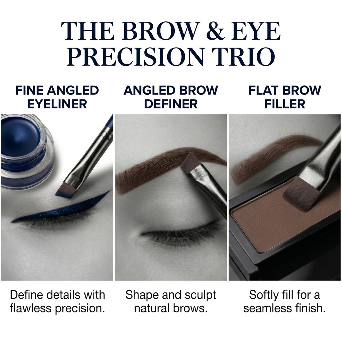 Angled Eyeliner & Brow Brush Set for Micro Strokes - Precision Eyebrow Tint & Eye Shadow Applicators