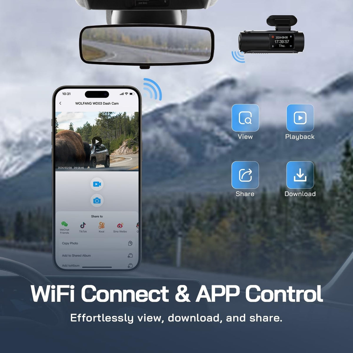 4K Dual Dash Cam with WiFi Night Vision Front & Rear Car Recorder