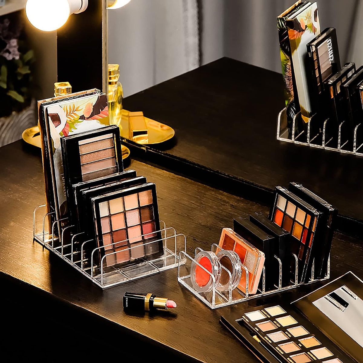 Acrylic Eyeshadow Palette Makeup Organizer with 7 Divided Sections