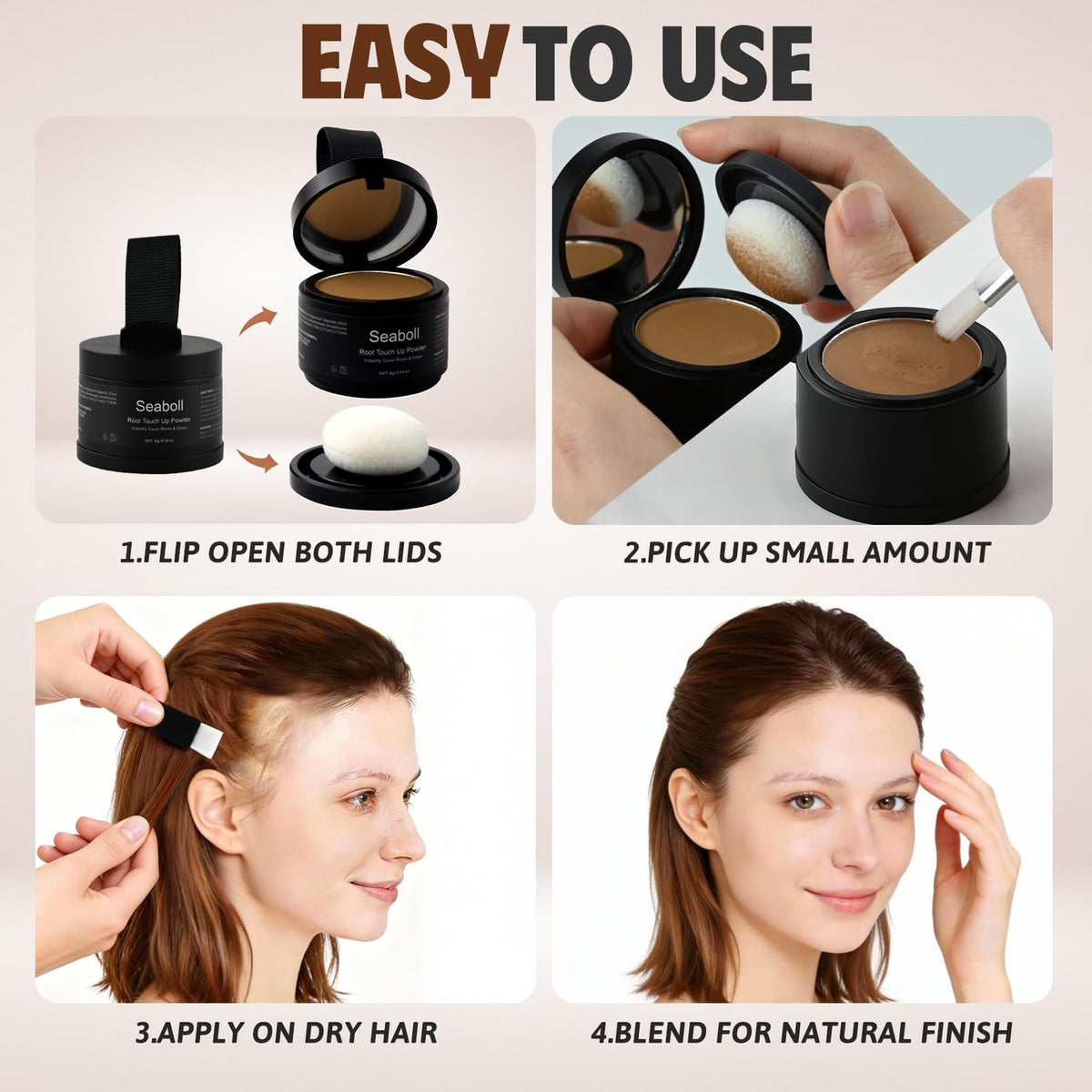 Root Touch Up Hair Color Powder - Light Brown, 0.14 oz