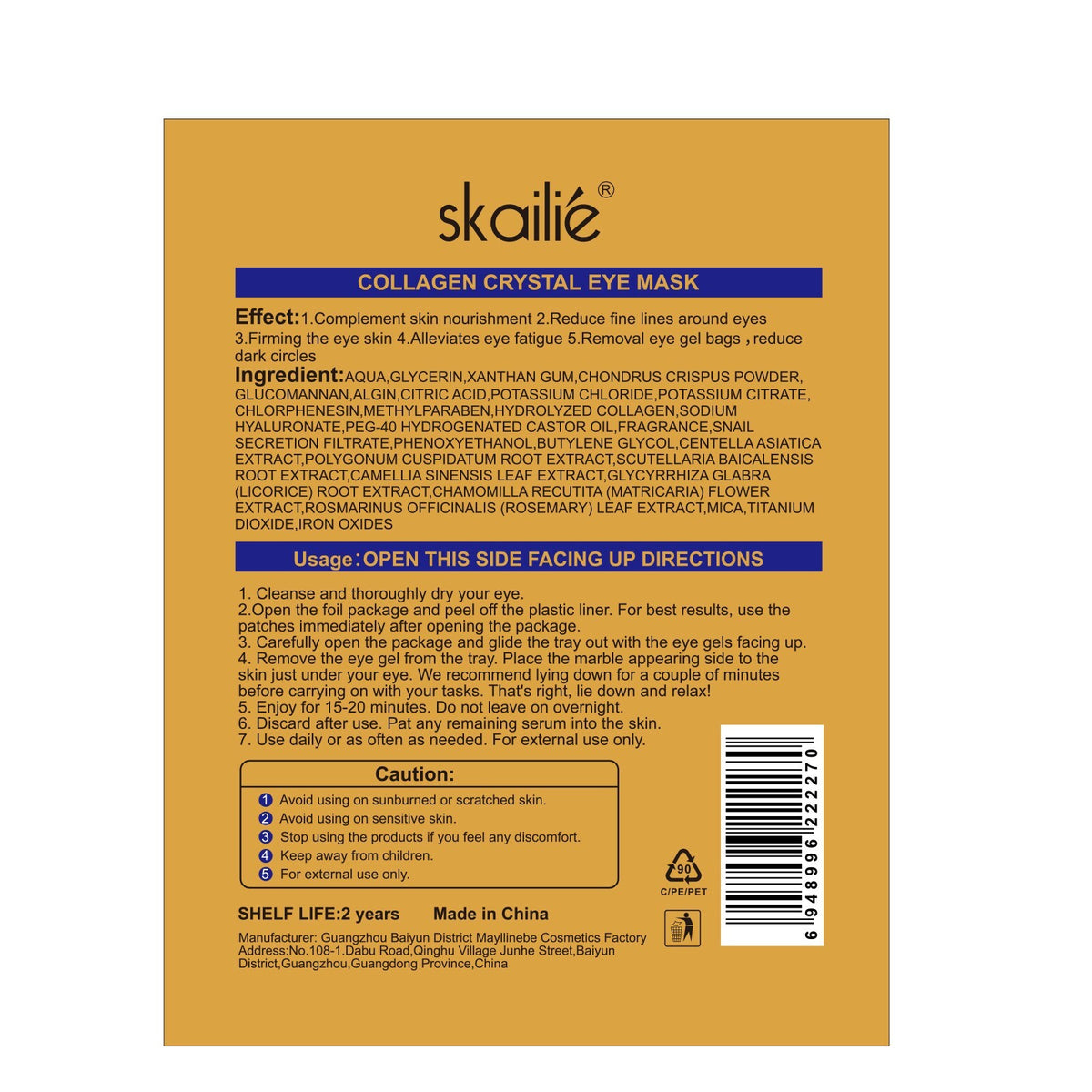 Snail Secretion Collagen Eye Mask - 12 Pack