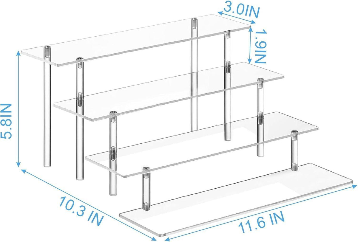 4-Tier Clear Acrylic Organizer Display Stand for Perfume, Cosmetics & Funko Pop
