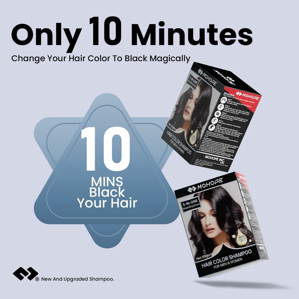 Instant Black Shampoo for Grey Hair - 30ml x 10pcs Semi-Permanent Hair Dye