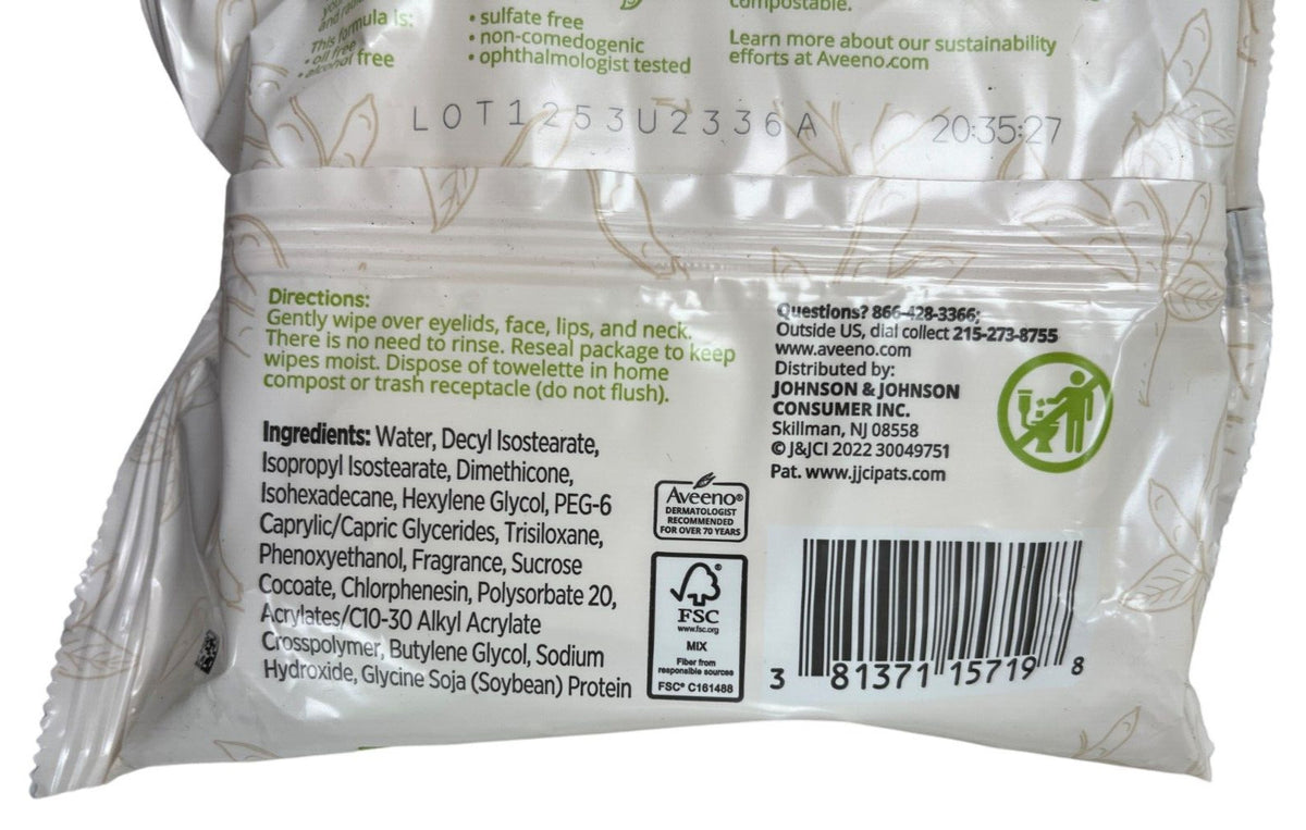 Aveeno Positively Radiant Makeup Remover Cloths 25 Count