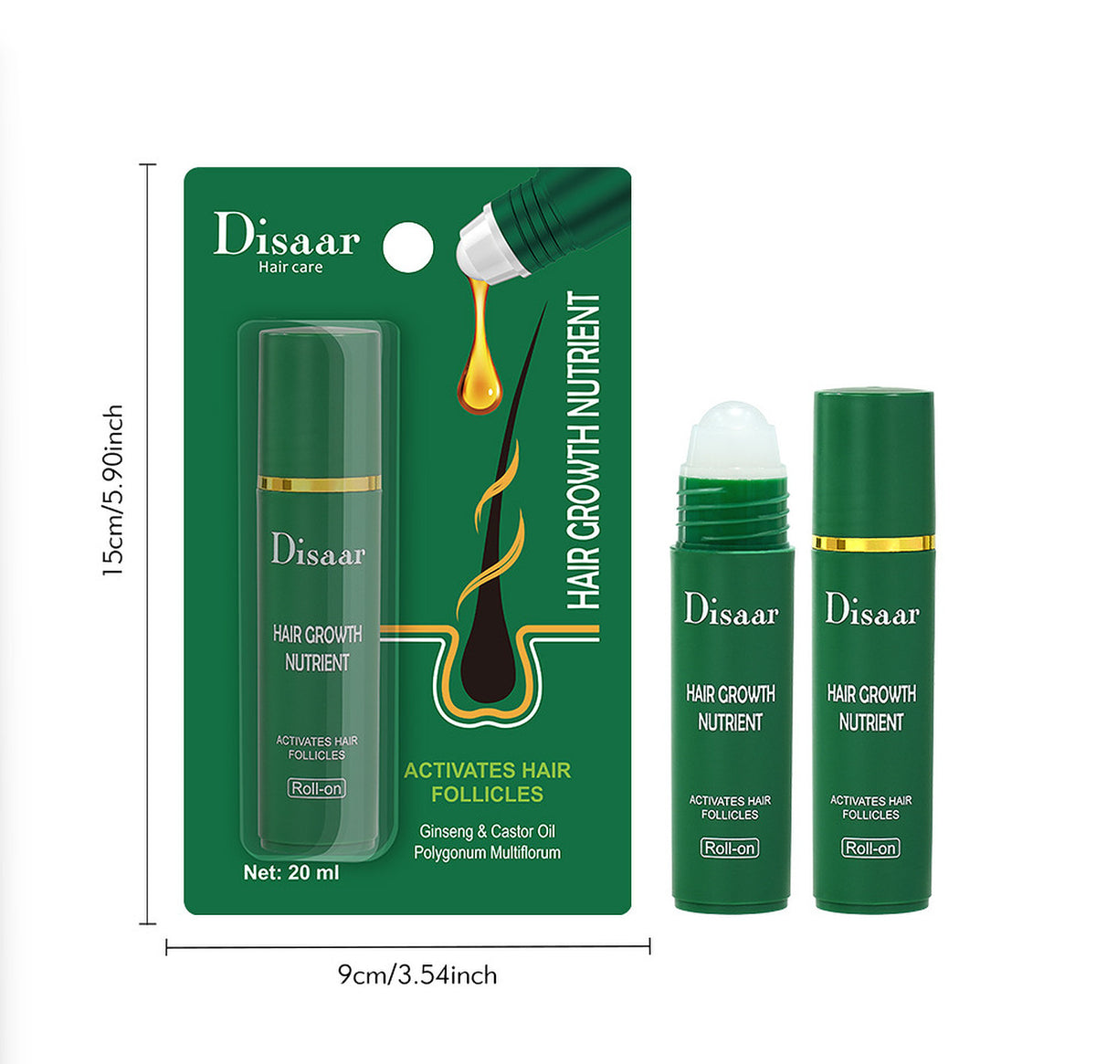 Hair Growth Oil with Ginseng & Castor Oil - 20ml Nourishing Hair Treatment