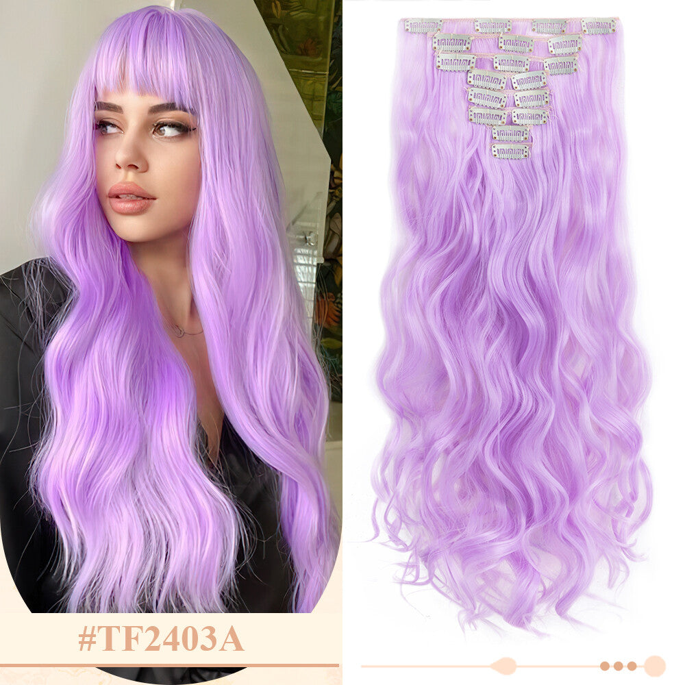 Clip-In Hair Extensions Full Head Ombre Highlight Synthetic Thick Hair 8-24 Inches