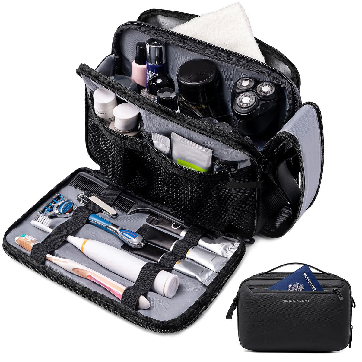 Waterproof Travel Toiletry Bag with Wet Pocket & Dry Compartment – Large Dopp Kit for Men