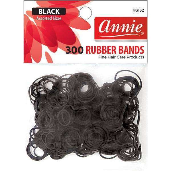 6 x Annie #3152 Rubber Bands Asst Size 300Ct Black