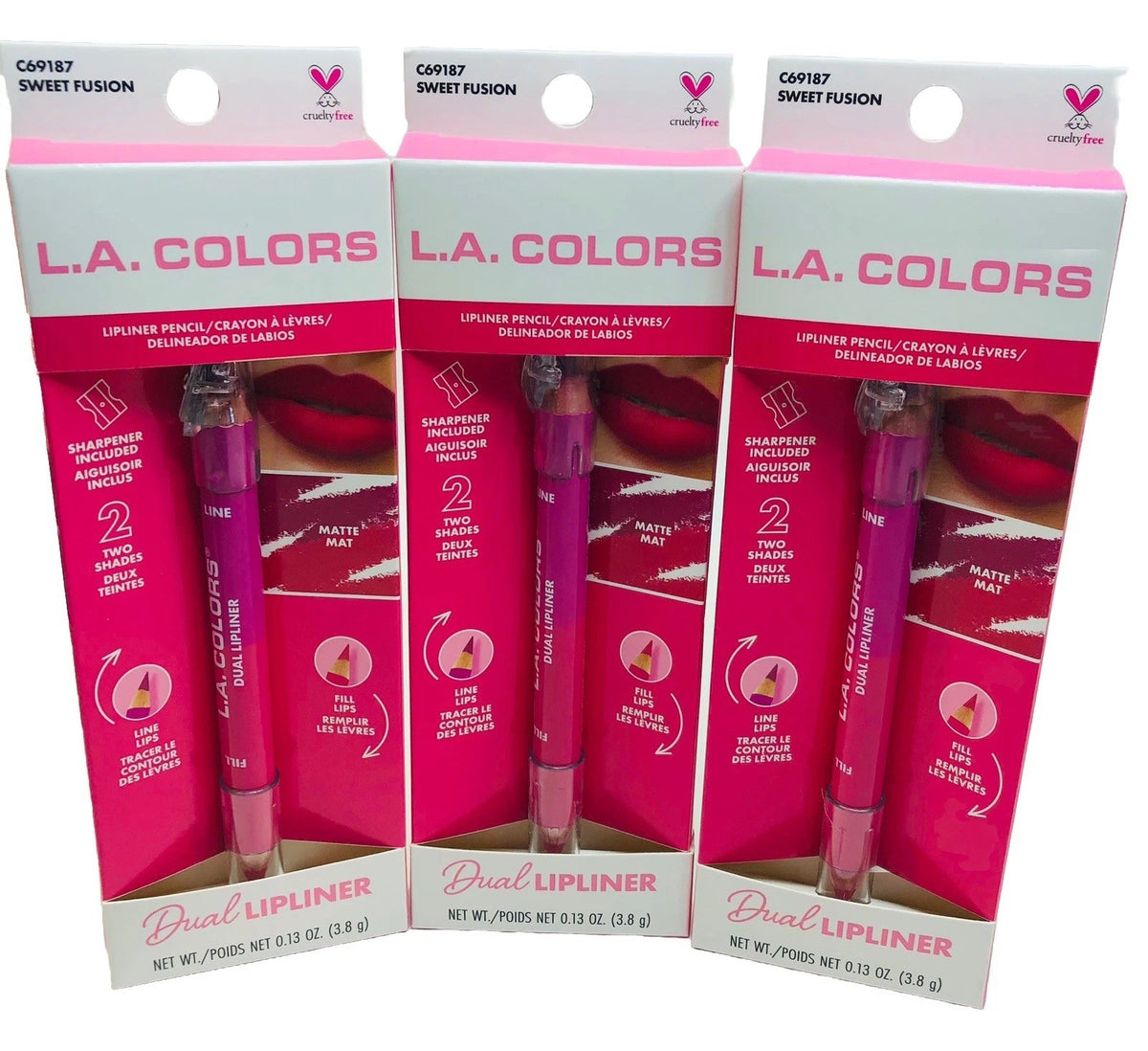 Lip Liner Set Dual Ended Matte Pencils Sweet Fusion 3-Pack