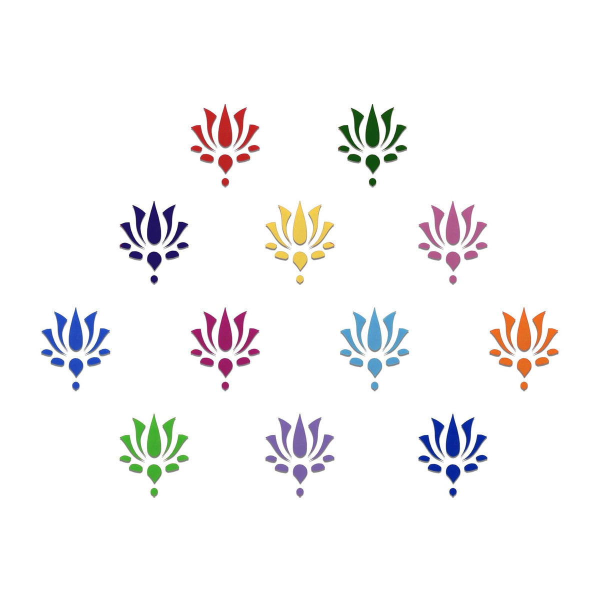 Designer Bindi Lotus Bindis - Multicolor Self-Adhesive 12 Pack