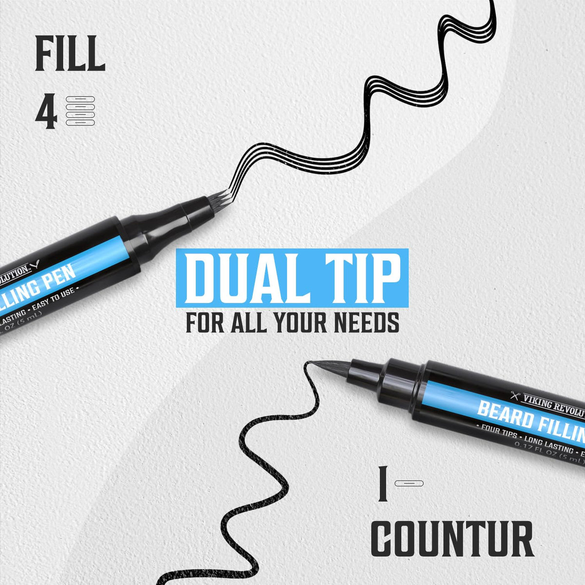 Waterproof Beard Pencil Filler Pen 2-Pack for Patchy Facial Hair - Long-Lasting & Precise
