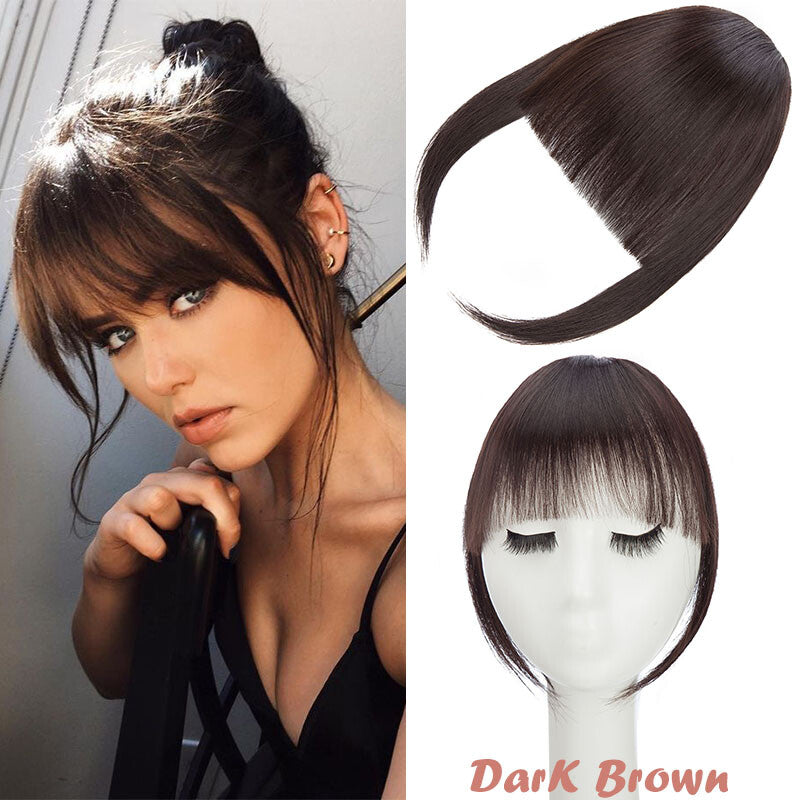 Clip-In Hair Bangs Extensions - Wispy, Natural, 9-inch Styles