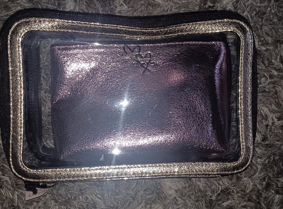2-Piece Metallic Cosmetic Set - Gold & Rose Gold Beauty Accessories