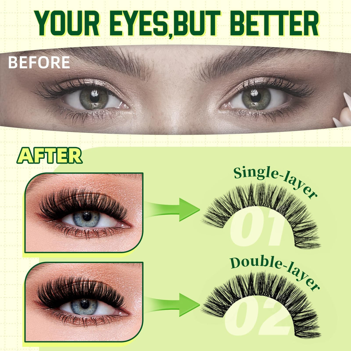 Lash Clusters Kit with 144 Thick D Curl Fake Eyelashes & Tools - Beginner Friendly