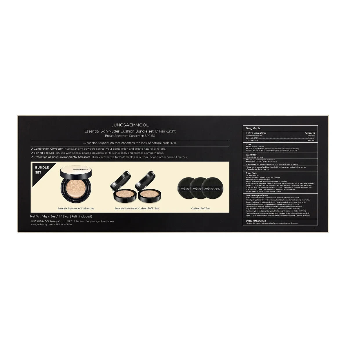 Korean Cushion Foundation Set with Refill SPF 19 Light Skin Perfecting Makeup