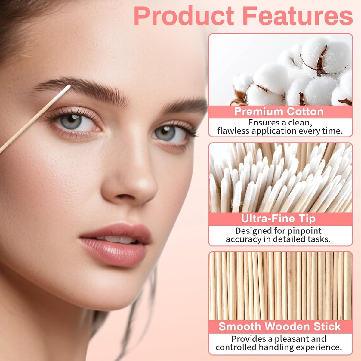 Disposable Precision Cotton Swabs 200PCS - Fine Tip for Beauty & Electronics