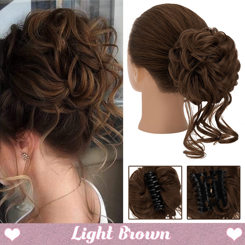 Messy Bun Claw Hair Clip Extensions - Curly Thick Updo Accessory