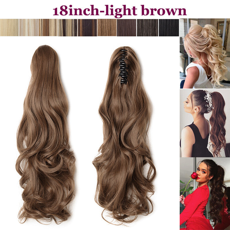 Thick Ponytail Hair Extension with Claw Clip - Wavy Curly Synthetic Hair