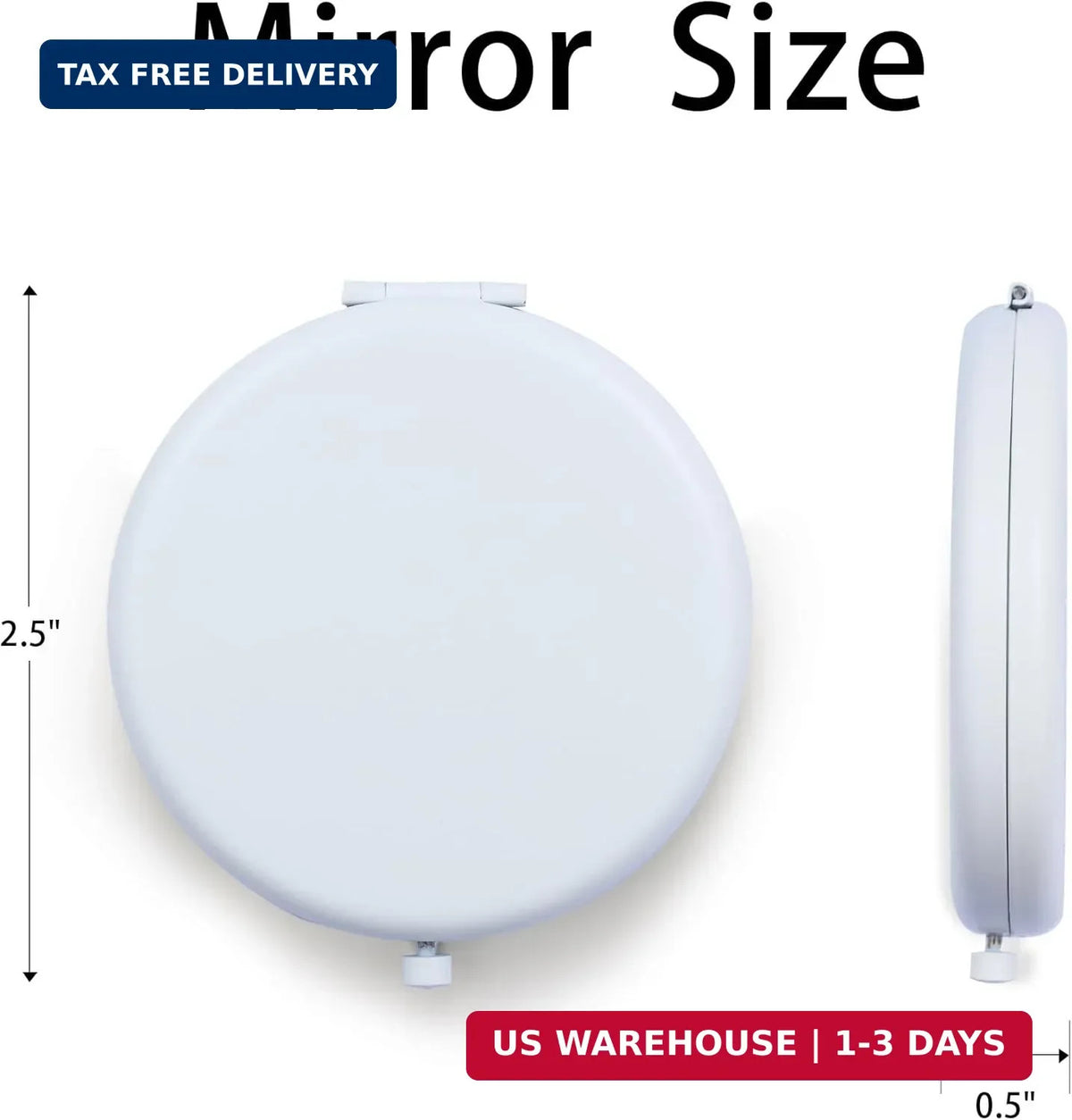 Portable Double-Sided Compact Mirror for Purse, 1X/2X Magnification, Metal Shell