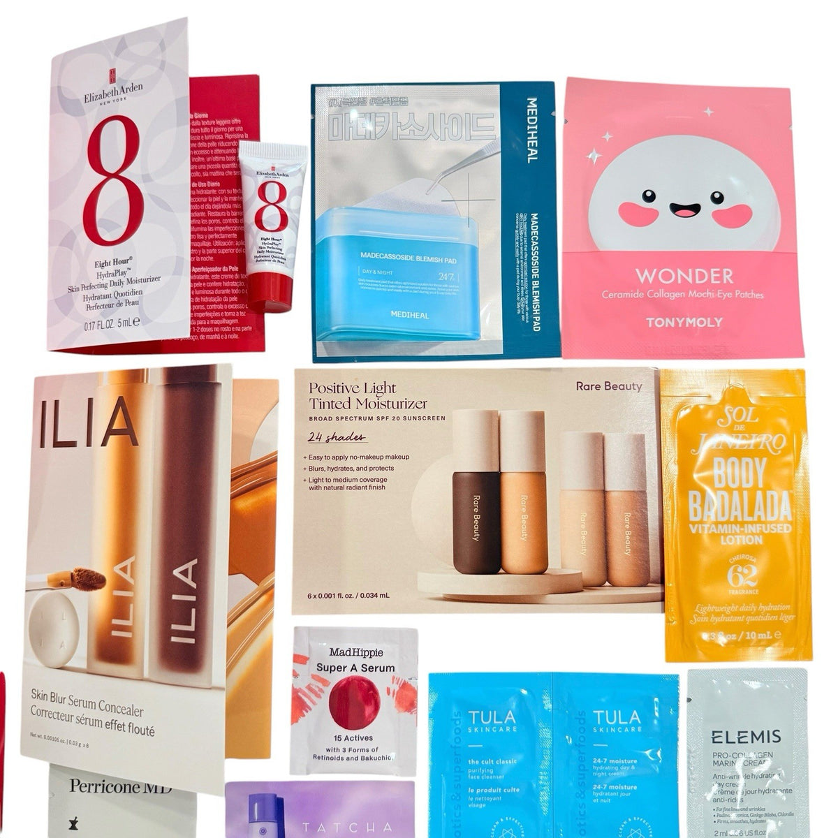 28-Piece Makeup and Fragrance Sample Gift Set with Cosmetic Bag