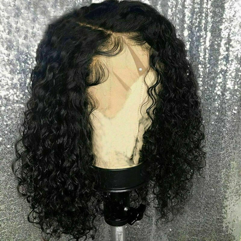 18-Inch Human Hair Lace Front Wigs for Women Long Curly Wavy Brazilian Hair