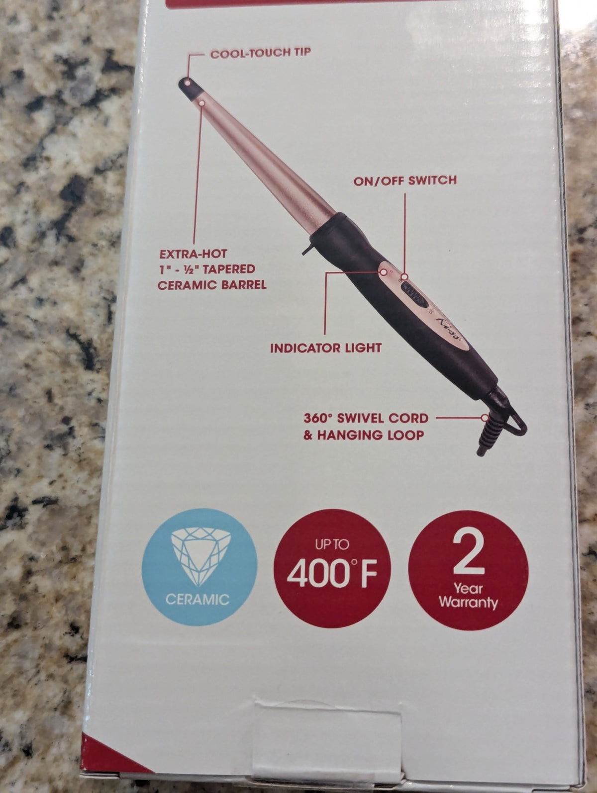 Ceramic Tapered Curling Wand 1-1.5 Inch Hair Curling Iron
