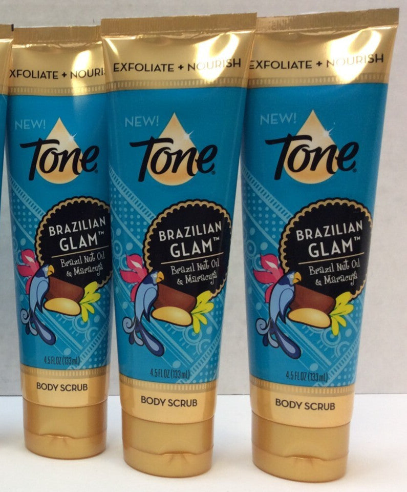 Tone Body Scrub Brazilian Glam, Exfoliate + Nourish, 4.5 fl oz, 3 Pack