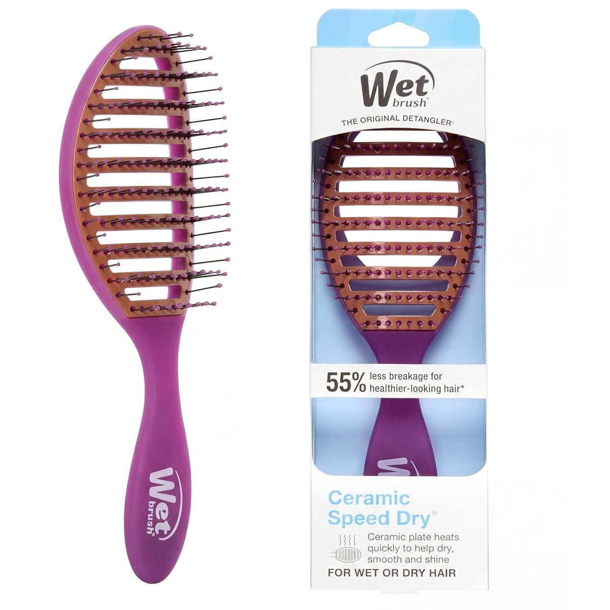Heat-Resistant Purple Hair Brush for Fast Drying & Gentle Detangling