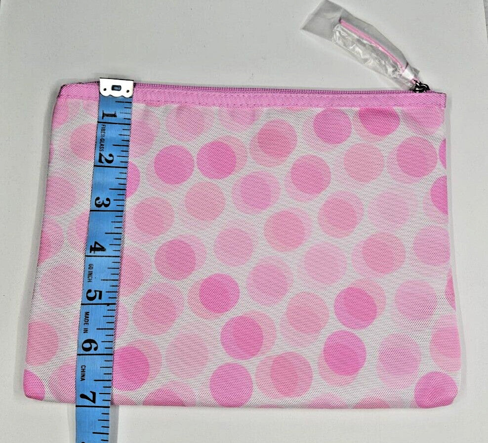 Travel Makeup Bag - Pink Polka Dot Cosmetic Organizer