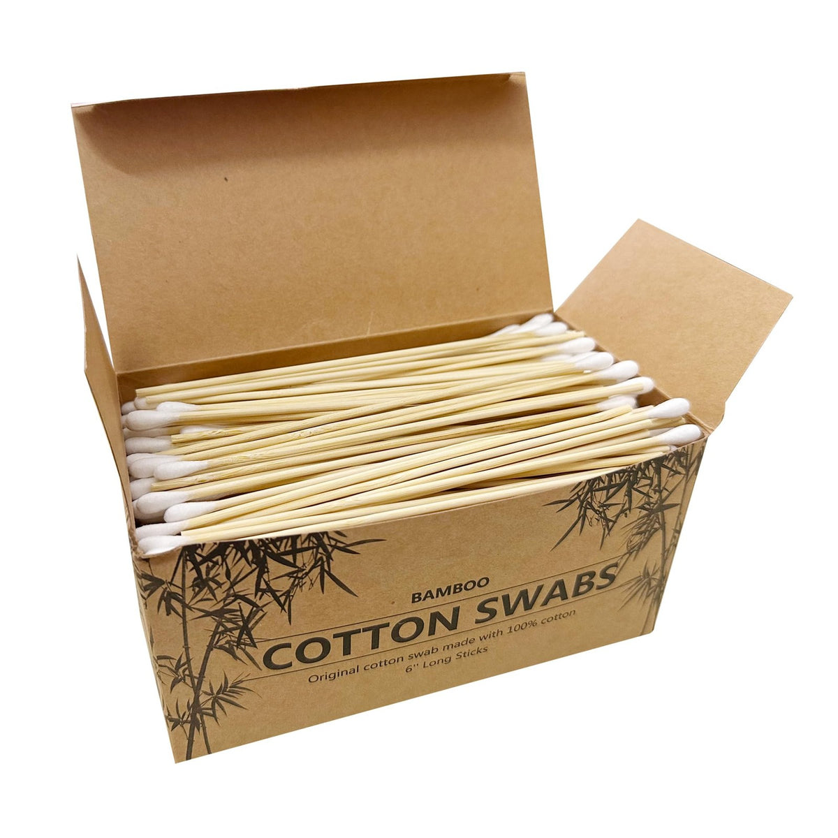 500 Long Cotton Swabs with Bamboo Handles for Ear Cleaning & Makeup Remover