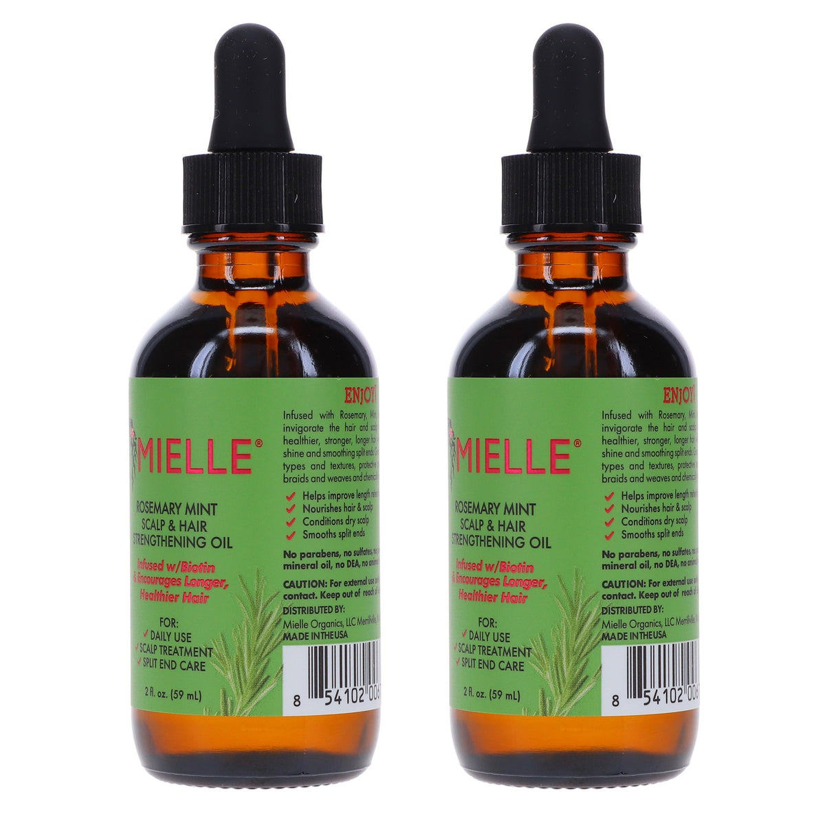 Hair Growth Oil with Rosemary & Mint - 2 oz, 3 Pack - Strengthening & Nourishing