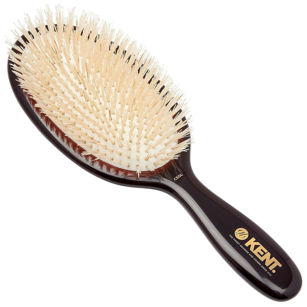 Large Oval Cushion Hair Straightening Brush - Natural Boar Bristle, 9 Inch