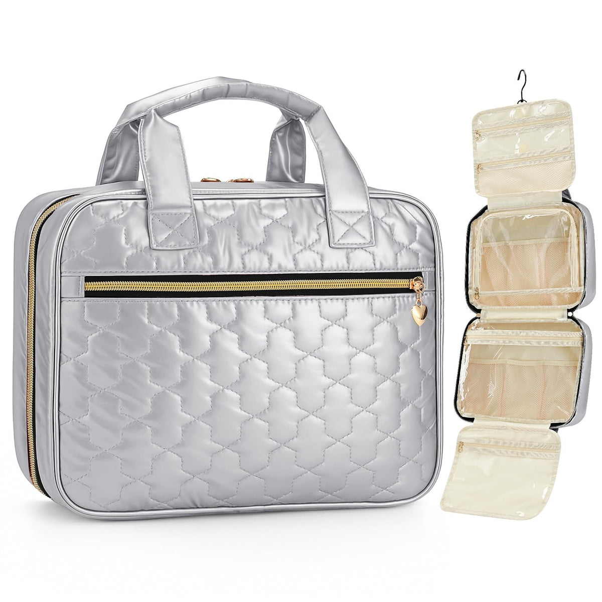 Water-Resistant Hanging Travel Toiletry Bag with Organizer & Hook