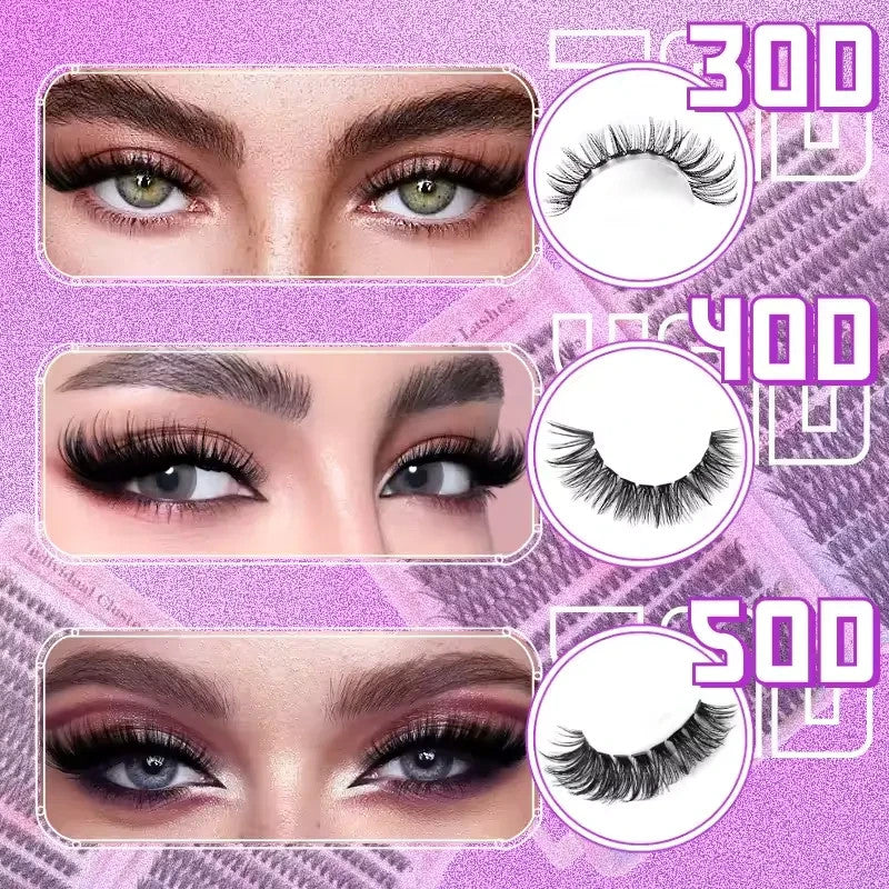 Lash Extension Kit 640Pcs DIY Individual Lash Clusters & Bond Supplies