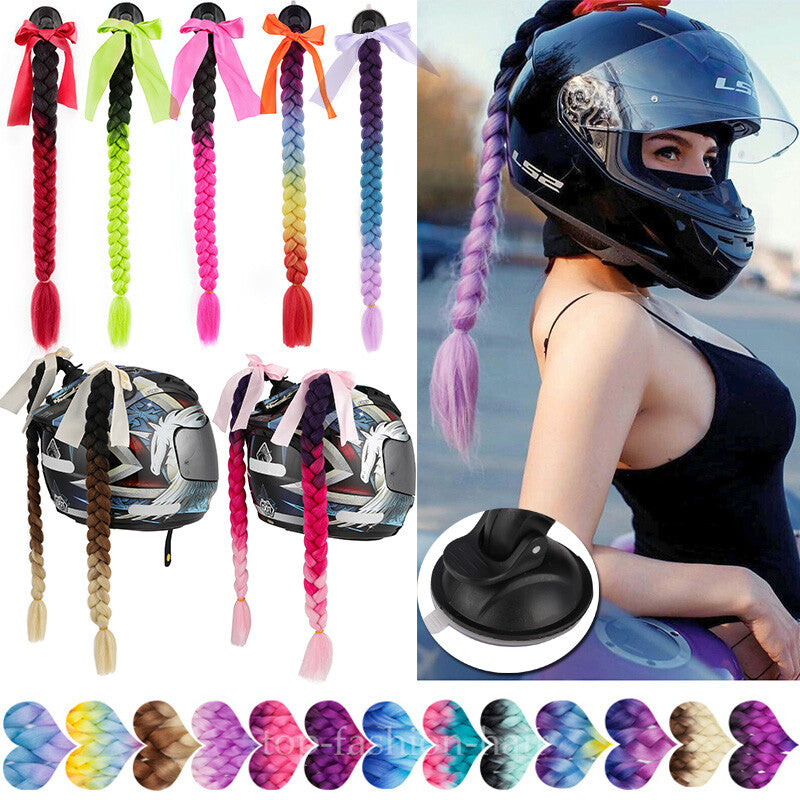Helmet Ponytail Hair Extensions for Motorcycle Helmets - Braids & Twists