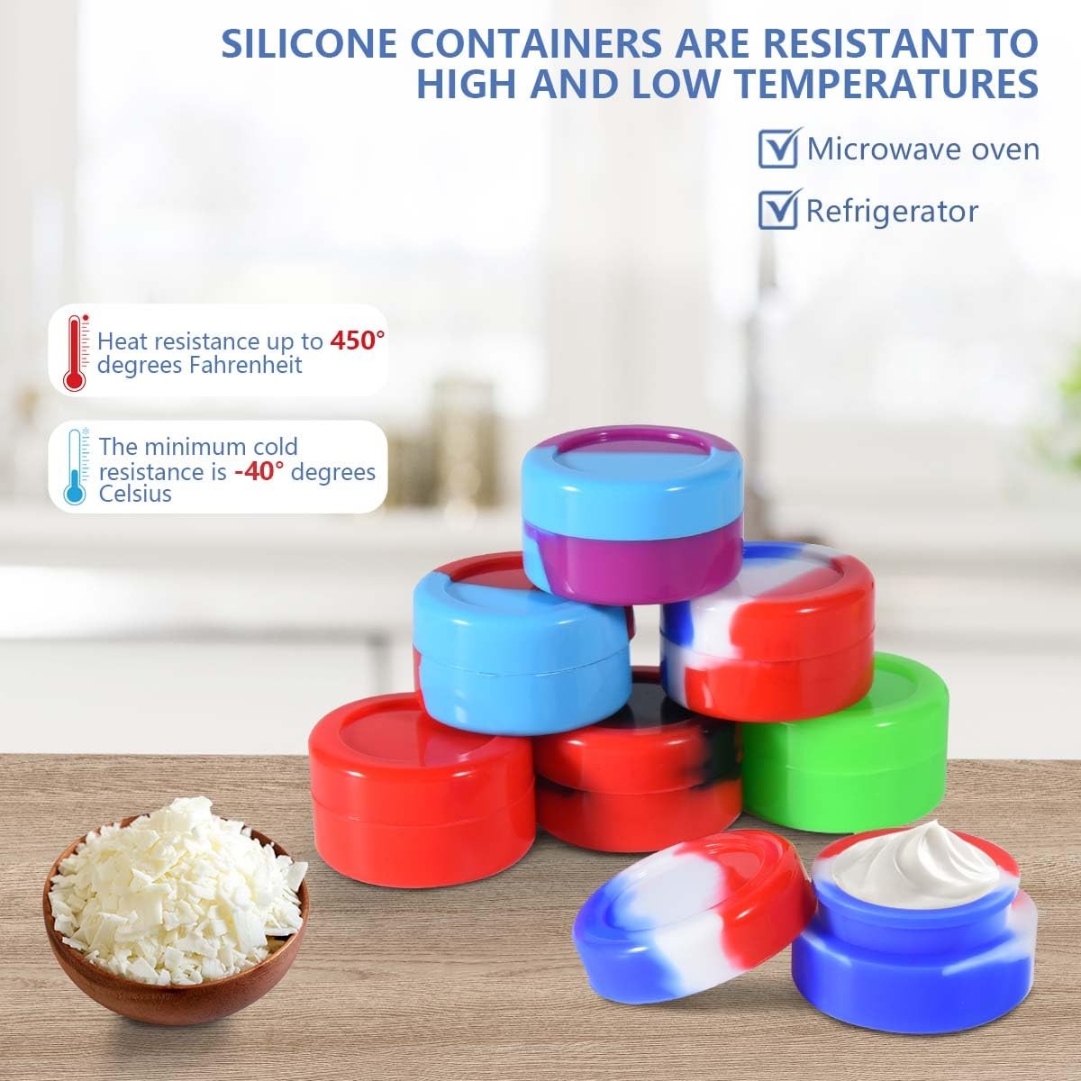 30 Pcs Silicone Wax Containers - Assorted Colors, Non-Stick, Reusable, 5ml