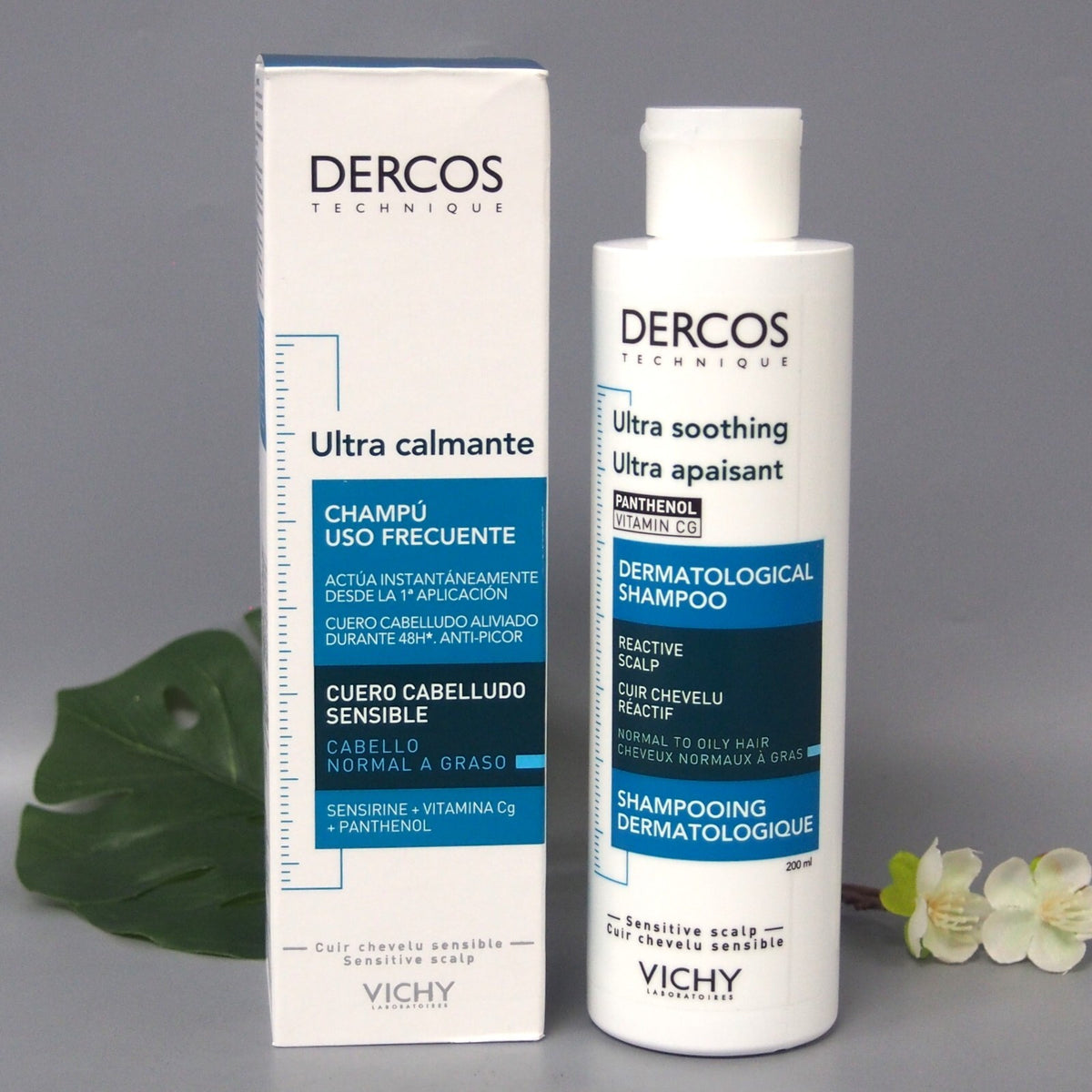Vichy Dercos Ultra Soothing Sulfate-Free Shampoo for Sensitive Oily Hair 200ml 3 Pack
