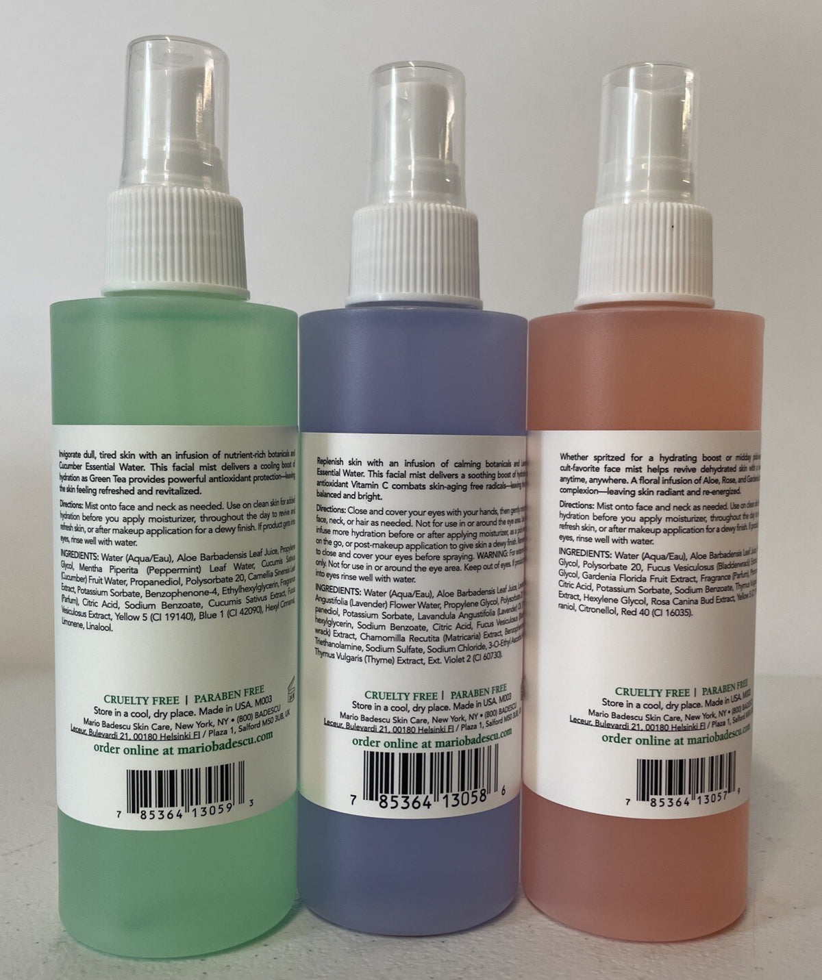 3 Pack Facial Sprays with Aloe Cucumber Rosewater Lavender 6oz - Cooling Skincare Set