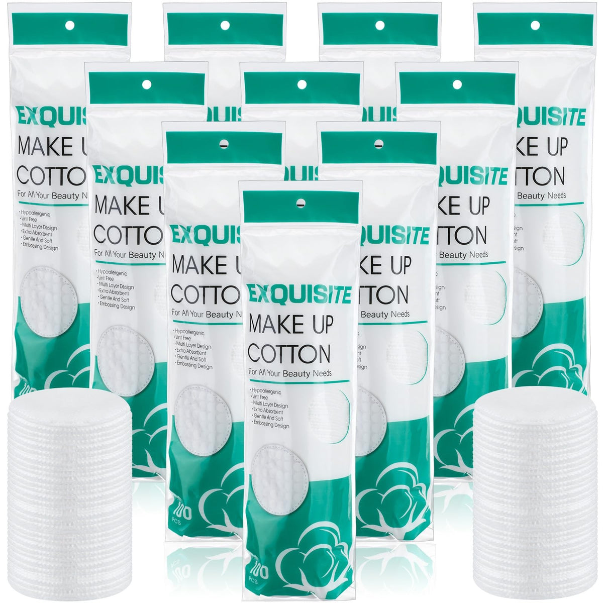 Bulk 1000 Cotton Rounds for Face Makeup Removal & Skincare - Double Sided Exfoliating Pads