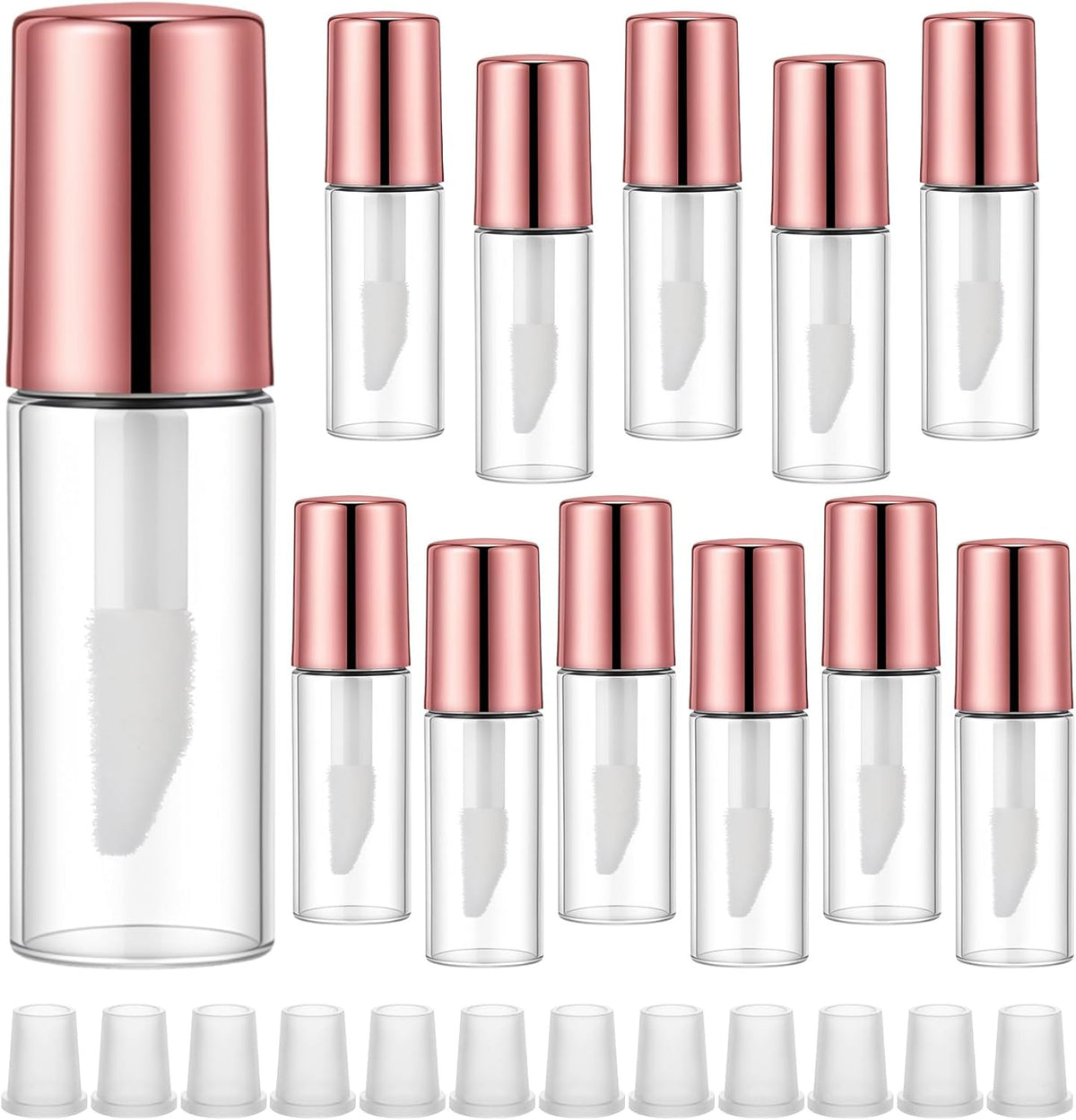 12 Pcs Mini Refillable Lip Gloss Containers 1.2ml with Brush & Rubber Insert