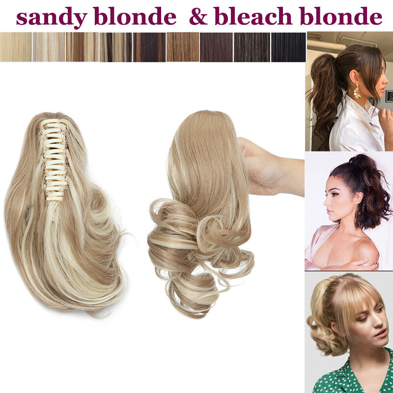 Thick Ponytail Hair Extension with Claw Clip - Wavy Curly Synthetic Hair