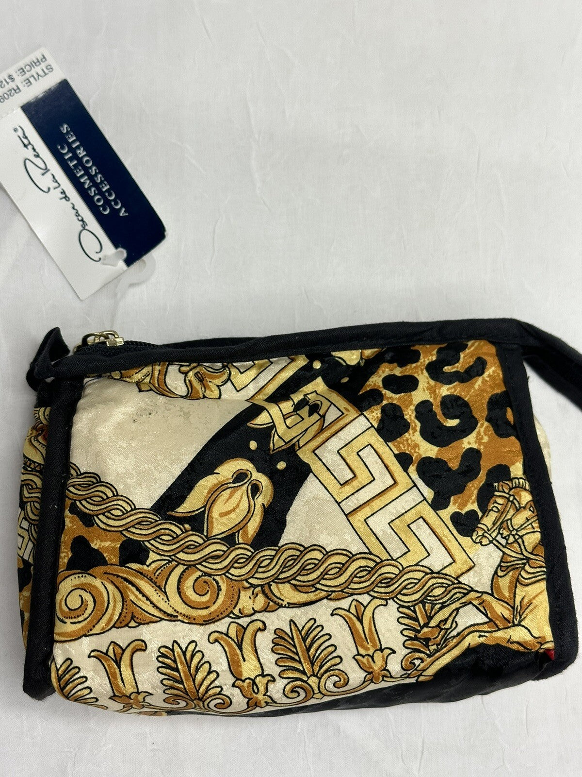 Oscar de la Renta Silk Toiletry Travel Bag Baroque Design New