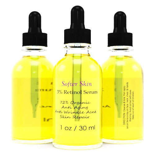 Retinol 3% Serum - Organic Hyaluronic Acid Anti-Aging Skin Treatment 1oz