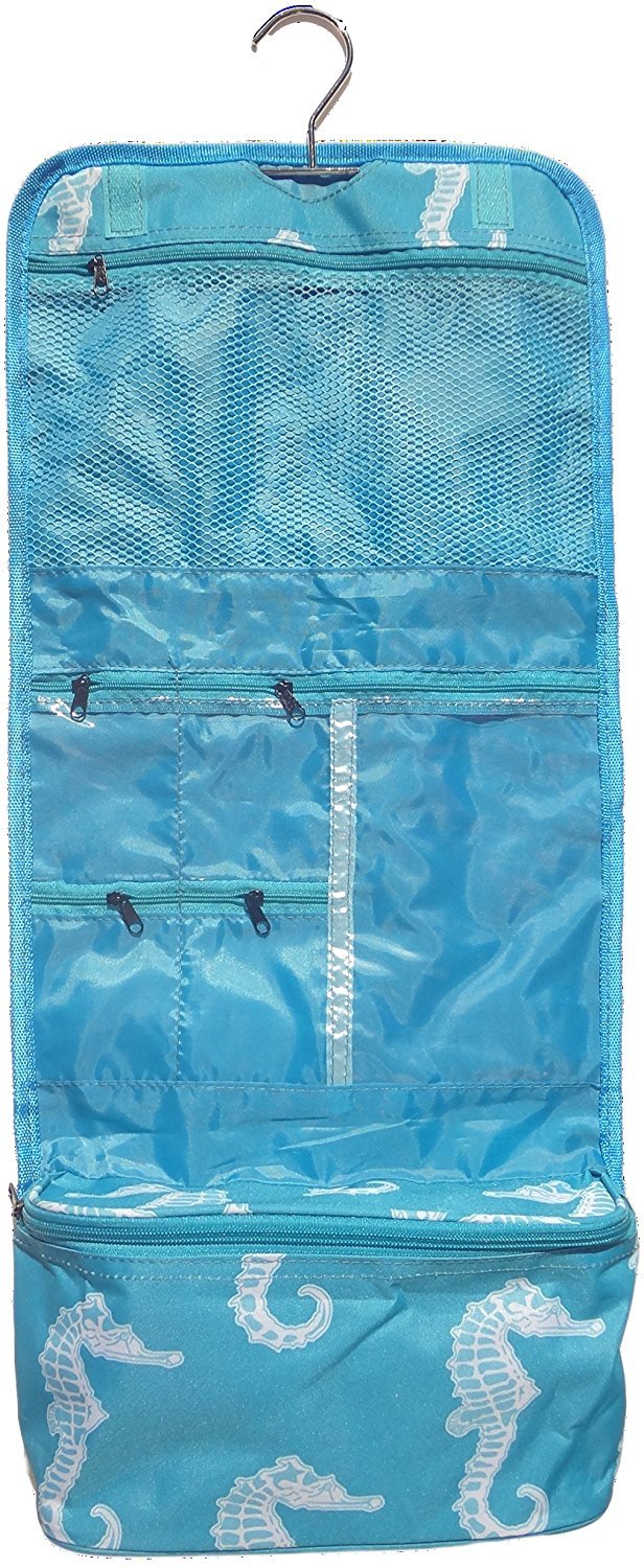 Travel Cosmetic Bag Organizer Pouch with Hanging Hook & Multiple Pockets